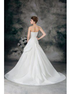 Satin Sweetheart Sweep Train Ball Gown Embroidered Wedding Dress