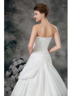 Satin Sweetheart Sweep Train Ball Gown Embroidered Wedding Dress