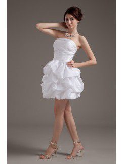 Taffeta Strapless Short Ball Gown Wedding Dress with Ruffle