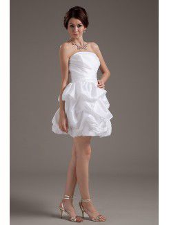 Taffeta Strapless Short Ball Gown Wedding Dress with Ruffle