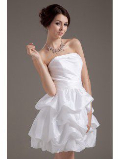 Taffeta Strapless Short Ball Gown Wedding Dress with Ruffle