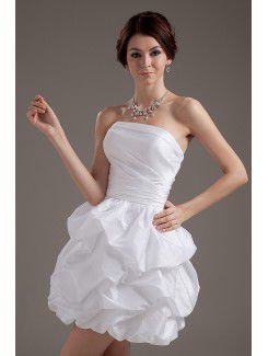 Taffeta Strapless Short Ball Gown Wedding Dress with Ruffle