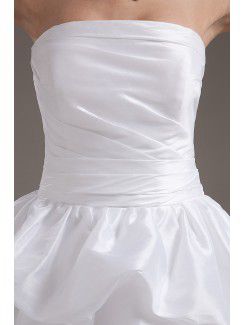 Taffeta Strapless Short Ball Gown Wedding Dress with Ruffle