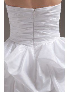 Taffeta Strapless Short Ball Gown Wedding Dress with Ruffle