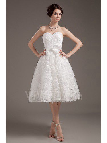 Raso sweetheart tea-lunghezza palla abito da sposa abito