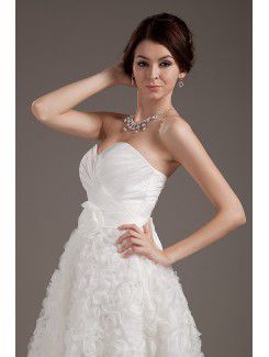 Satin Sweetheart Tea-Length Ball Gown Wedding Dress