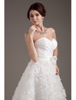 Satin Sweetheart Tea-Length Ball Gown Wedding Dress