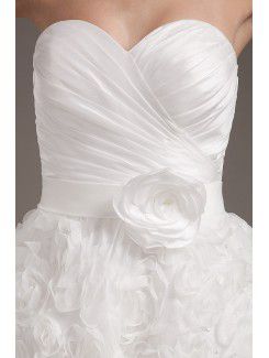 Satin Sweetheart Tea-Length Ball Gown Wedding Dress