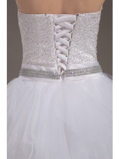 Tulle Strapless Sweep Train A-line Wedding Dress with Sequins