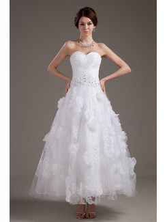 Organza Sweetheart Ankle-Length A-Line Wedding Dress