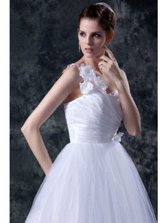 Organza One-Shoulder Ankle-Length Ball Gown Wedding Dress