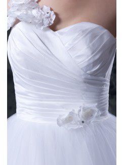 Organza One-Shoulder Ankle-Length Ball Gown Wedding Dress