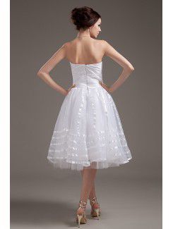 Satin and Tulle Sweetheart Knee-Length A-line Wedding Dress