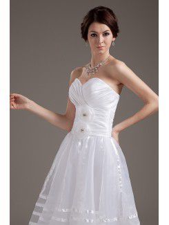 Satin and Tulle Sweetheart Knee-Length A-line Wedding Dress