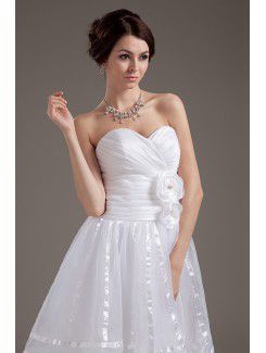 Satin and Tulle Sweetheart Knee-Length A-line Wedding Dress