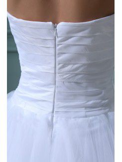 Tulle Strapless Asymmetrical A-line Wedding Dress with Ruffle