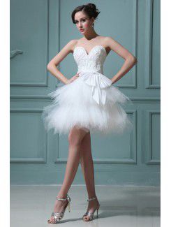 Tulle Sweetheart Short A-line Wedding Dress with Beading