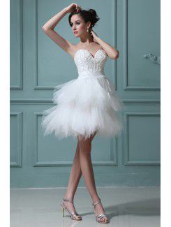 Tulle Sweetheart Short A-line Wedding Dress with Beading