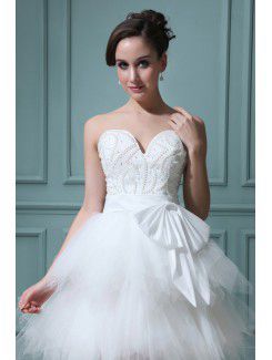 Tulle Sweetheart Short A-line Wedding Dress with Beading