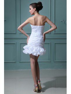 Taffeta Strapless Short Sheath Wedding Dress with Ruffle