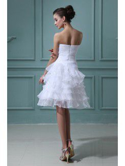 Organza Strapless Knee-Length A-line Wedding Dress with Embroidered