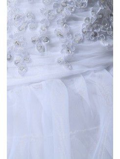 Organza Strapless Knee-Length A-line Wedding Dress with Embroidered