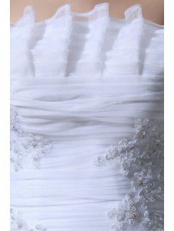 Organza Strapless Knee-Length A-line Wedding Dress with Embroidered