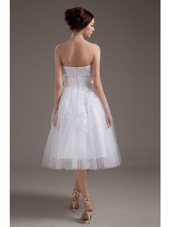 Tulle Strapless Knee-Length A-Line Wedding Dress