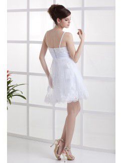 Satin Spaghetti Straps Short A-line Wedding Dress