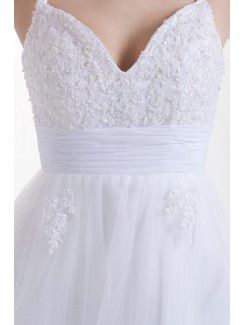 Satin Spaghetti Straps Short A-line Wedding Dress