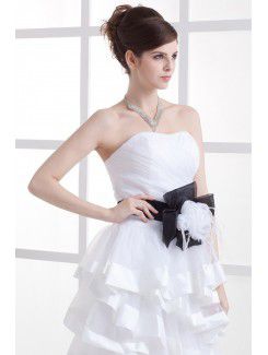 Satin and Taffeta Strapless Knee-Length A-line Wedding Dress