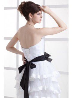 Satin and Taffeta Strapless Knee-Length A-line Wedding Dress