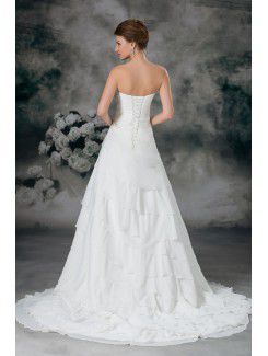 Chiffon Sweetheart Sweep Train A-line Embroidered Wedding Dress