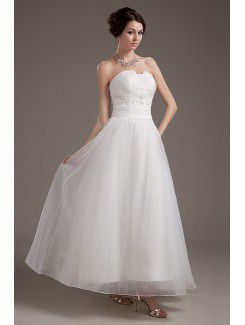 Satin and Organza Sweetheart Ankle-length Ball Gown Wedding Dress