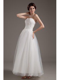 Satin and Organza Sweetheart Ankle-length Ball Gown Wedding Dress