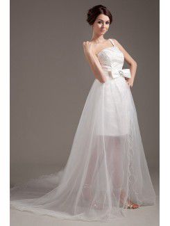 Tulle One-Shoulder Short Sheath Wedding Dress with Sequins