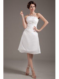 Chiffon Strapless Knee-Length A-Line Wedding Dress