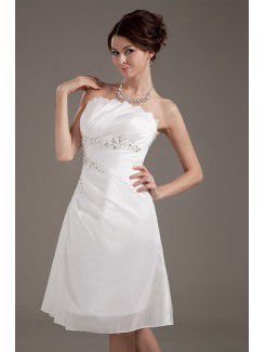 Chiffon Strapless Knee-Length A-Line Wedding Dress