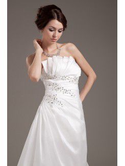 Chiffon Strapless Knee-Length A-Line Wedding Dress