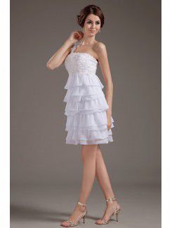 Chiffon One-Shoulder Short A-Line Wedding Dress