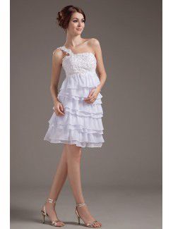 Chiffon One-Shoulder Short A-Line Wedding Dress