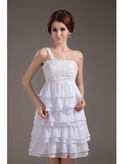 Chiffon One-Shoulder Short A-Line Wedding Dress