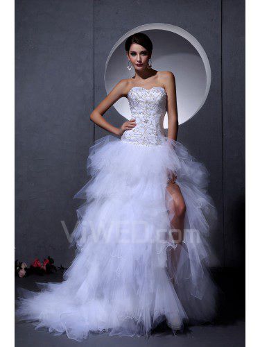 Raso e tulle sweetheart asimmetrico abito da sposa a-line