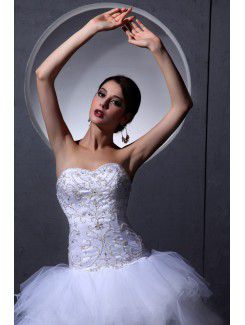 Satin and Tulle Sweetheart Asymmetrical A-Line Wedding Dress