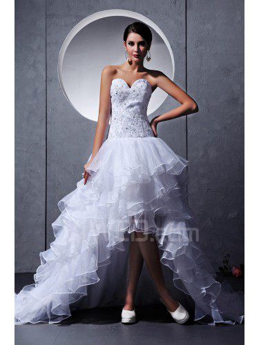 Tulle innamorato abito da sposa a-line asimmetrico