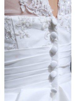 Satin Jewel Short A-Line Wedding Dress with Embroidered