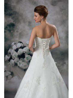 Net Sweetheart Sweep Train A-line Embroidered Wedding Dress