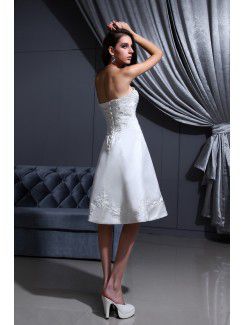 Satin Strapless Knee-Length A-line Wedding Dress