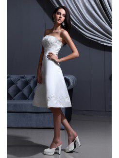 Satin Strapless Knee-Length A-line Wedding Dress