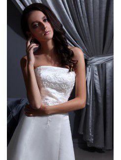 Satin Strapless Knee-Length A-line Wedding Dress